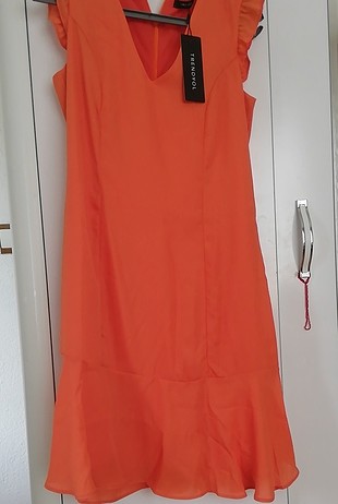 s Beden turuncu Renk günlük kısa elbise 