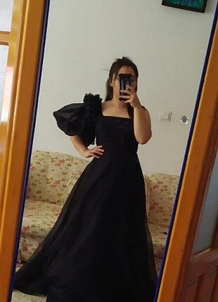 Trendyol & Milla Siyah tek kol uzun elbise abiye 