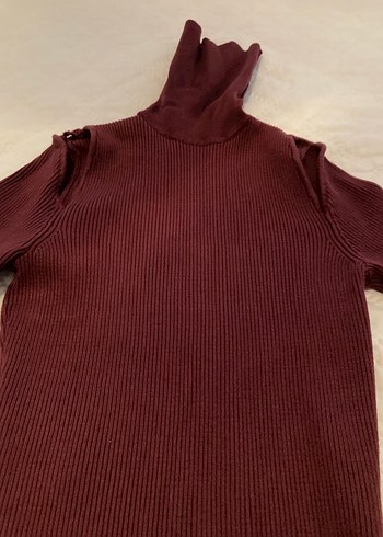 Zara Makina Orgu Bordo Elbise XS - Görsel 2