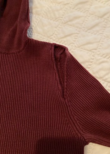 Zara Makina Orgu Bordo Elbise XS - Görsel 5