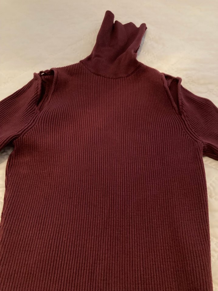 Zara Makina Orgu Bordo Elbise XS - Görsel 2