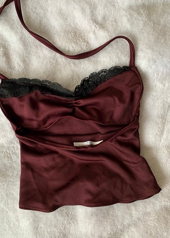 Bordo Dantelli Straplez Bustiyer - Görsel 3