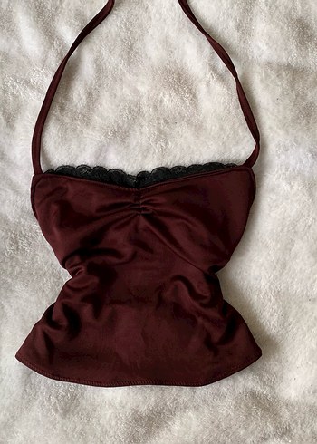 Bordo Dantelli Straplez Bustiyer - Görsel 2