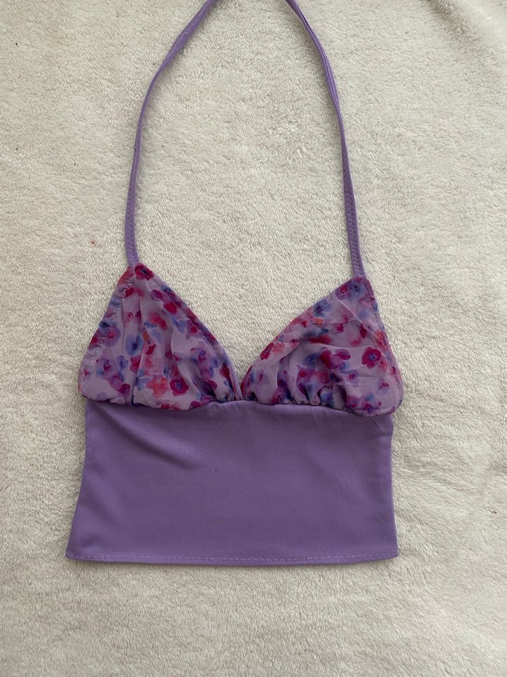 Mor V Yakalı Dantel Detaylı Büstiyer - Görsel 2