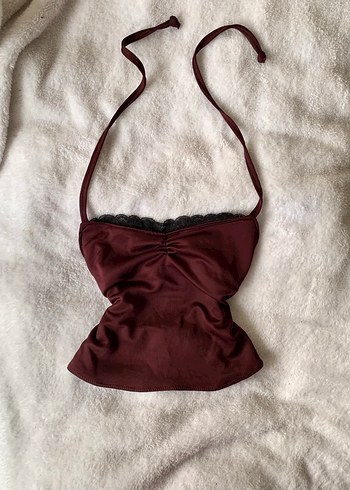 Bordo Dantelli Gotik Straplez Büstiyer - Görsel 2