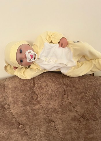 Sarı Bebek Hastane Tulumu Uzun Kollu