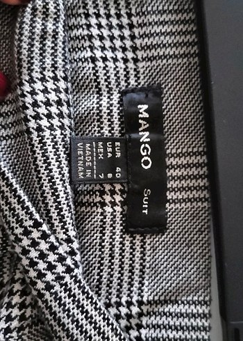 Mango Gri ekoseli Kumaş Kadın etek