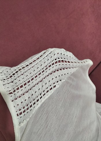 Trendyol & Milla Dantel Detaylı Beyaz bisiklet Yaka Kadın Bluz