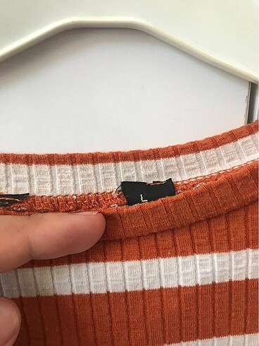 H&M Kiremit rengi çizgili crop