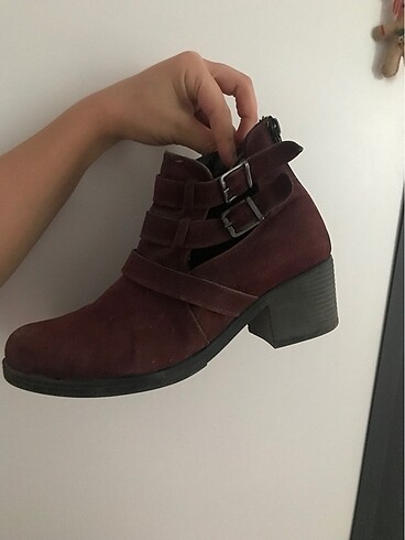 38 Beden Bordo topuklu bot