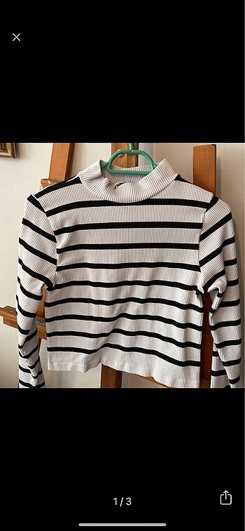 Çizgili crop bluz kazak