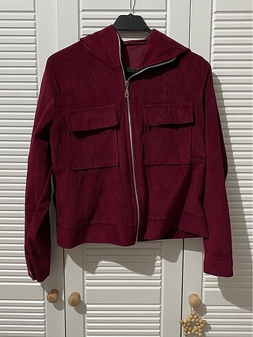 Addax Bordo kapişonlu ceket