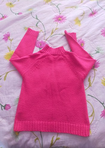 Renkli Düğmeli Pembe Kız Kazak - Görsel 3