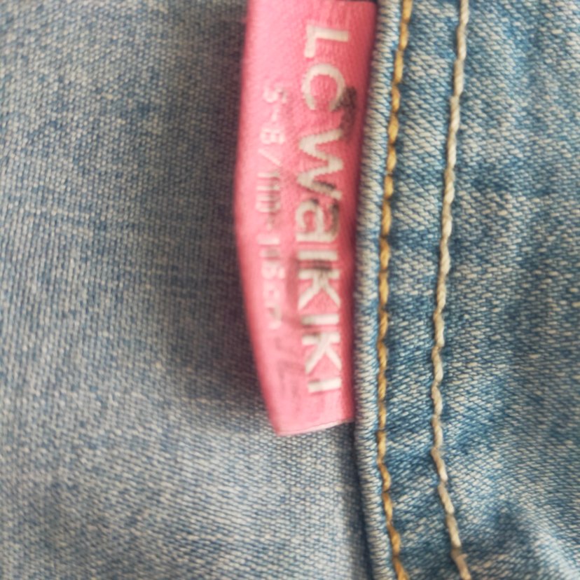 Düğmeli Mavi Kız Denim Ceket - Görsel 4