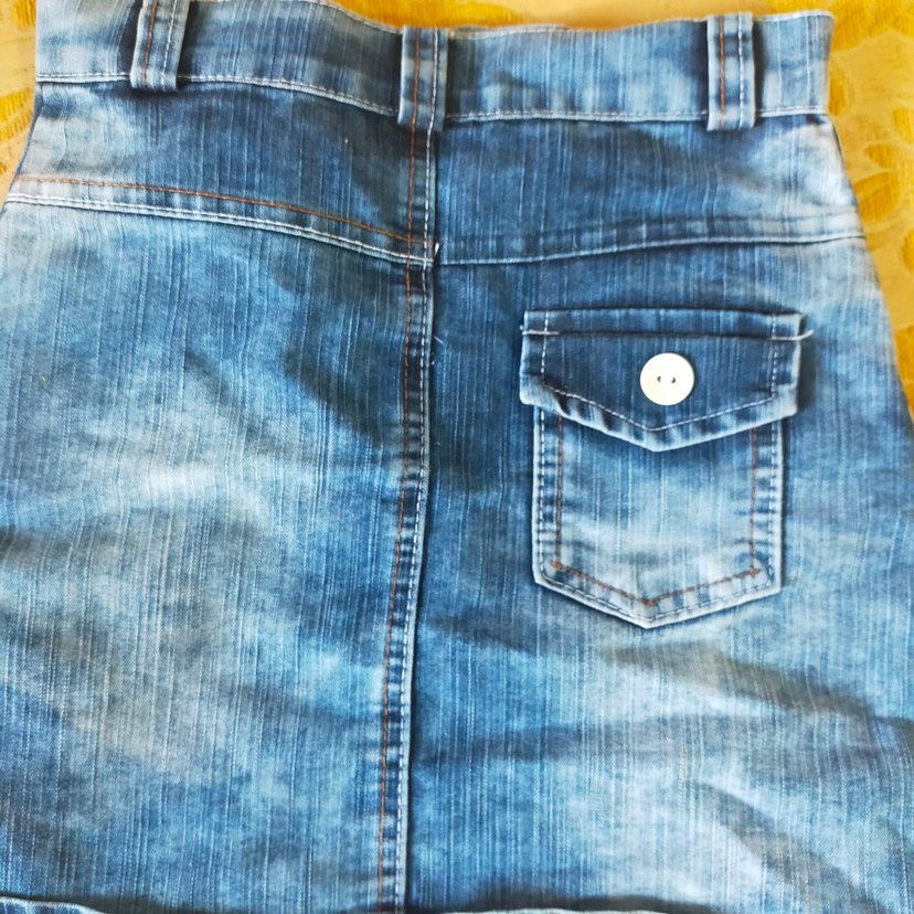 Renkli Nakışlı Düğmeli Kot Etek - Görsel 3