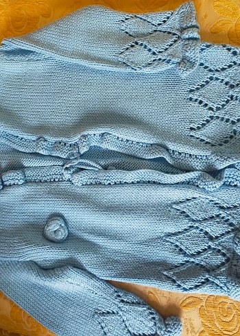 Kız Çocuk Mavi Örgü Bohem Hırka - Görsel 2