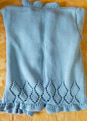 Kız Çocuk Mavi Örgü Bohem Hırka - Görsel 3