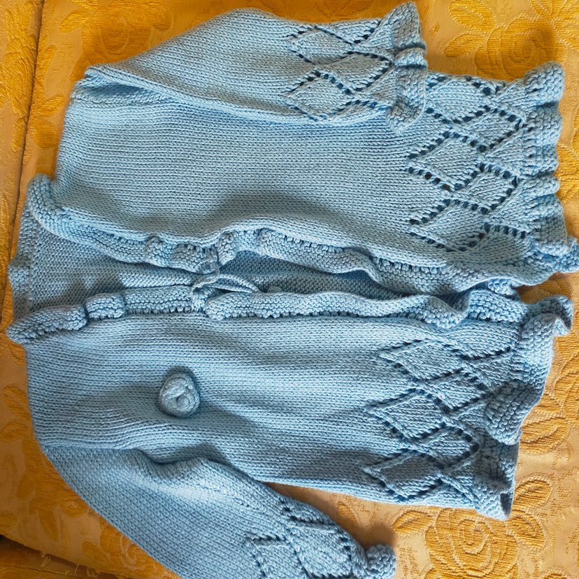 Kız Çocuk Mavi Örgü Bohem Hırka - Görsel 2