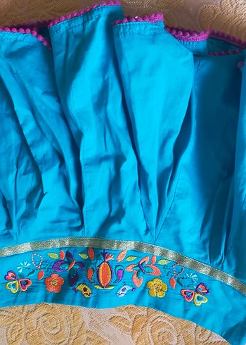 Nakışlı Fırfırlı Turkuaz Kız Eteği - Görsel 4