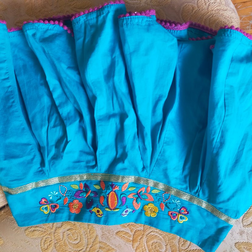 Nakışlı Fırfırlı Turkuaz Kız Eteği - Görsel 4