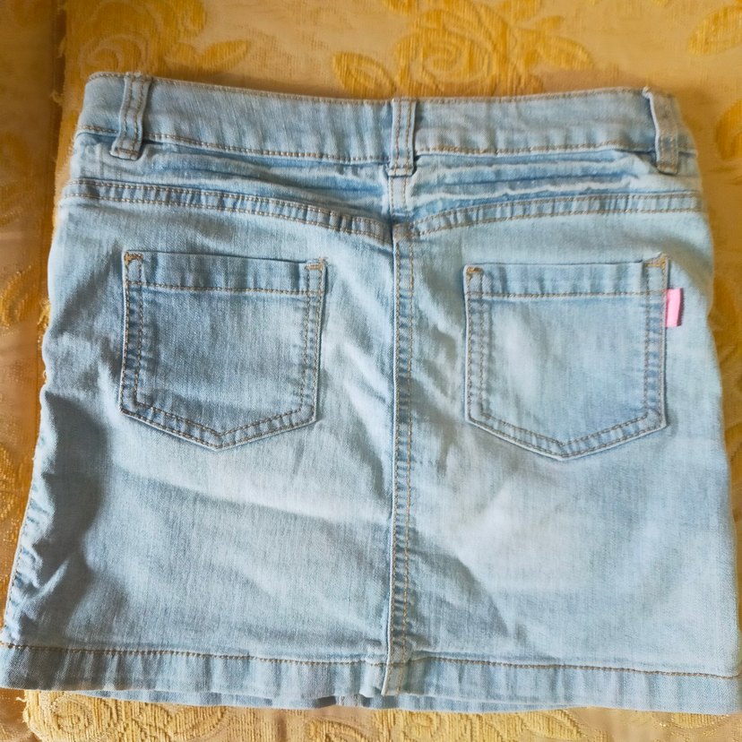 Kız Çocuk Düğmeli Mavi Denim Etek - Görsel 2