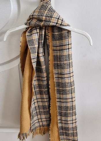 Bohem Tarz Kahverengi Ekose Kadın Atkı - Görsel 2