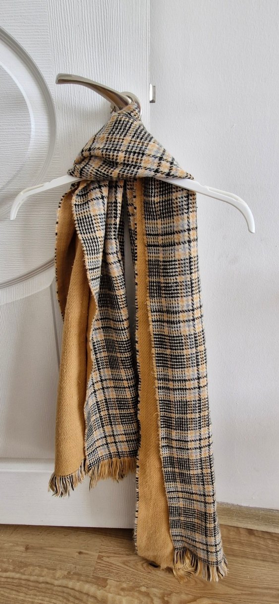 Bohem Tarz Kahverengi Ekose Kadın Atkı - Görsel 2