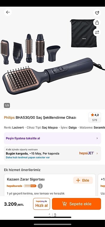 Philips saç şekillendirme cihazı