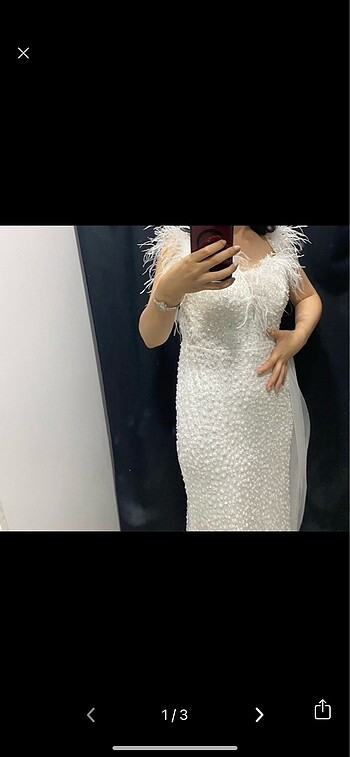 Beyaz balık model elbise - Görsel 3