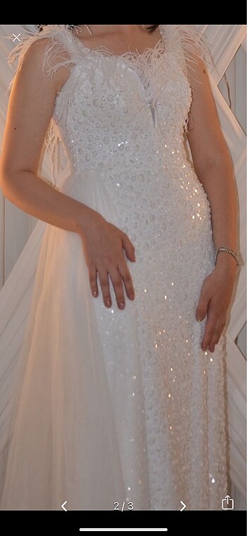 Beyaz balık model elbise - Görsel 2