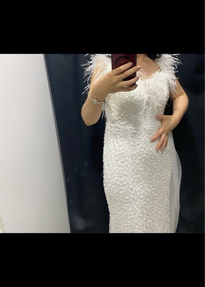 Beyaz balık model elbise - Görsel 3