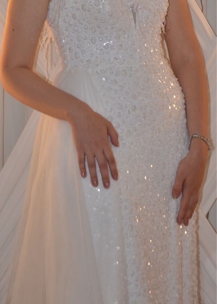 Beyaz balık model elbise - Görsel 2