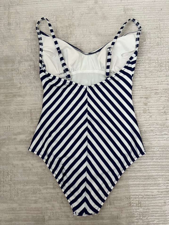 Çizgili Lacivert İnce Askılı Mayo - Görsel 3