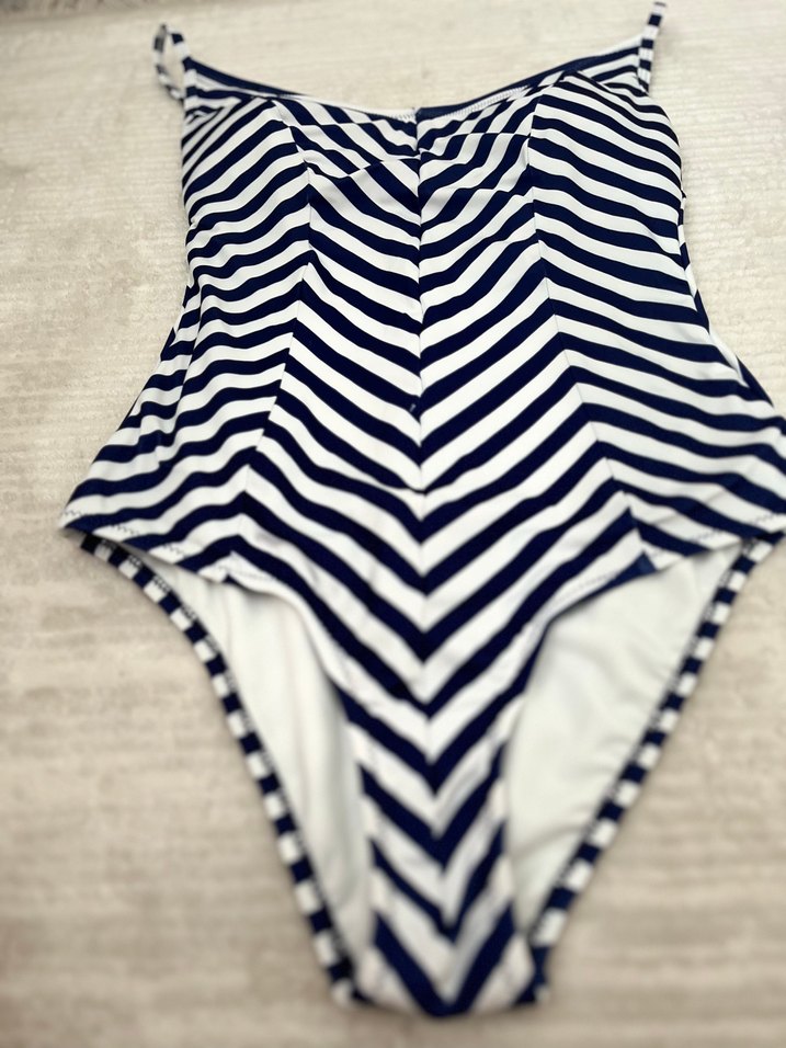 Çizgili Lacivert İnce Askılı Mayo - Görsel 2