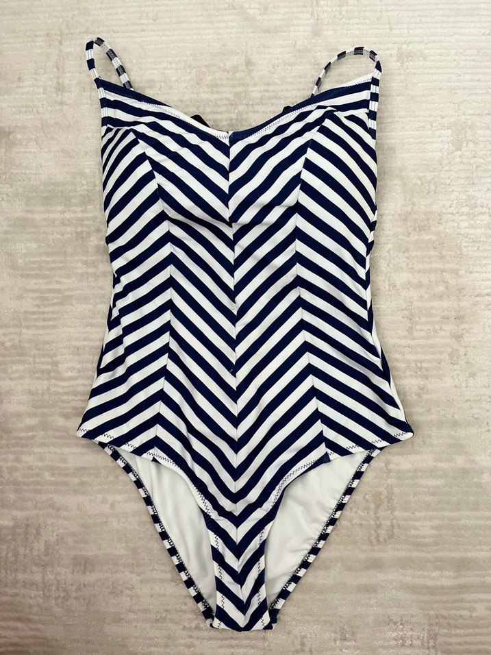 Çizgili Lacivert İnce Askılı Mayo - Görsel 4