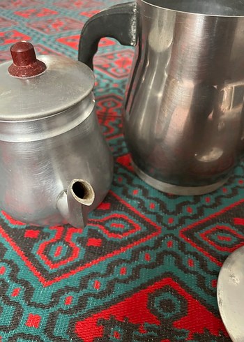  Beden gri Renk Gri Metal Çaydanlık Seti