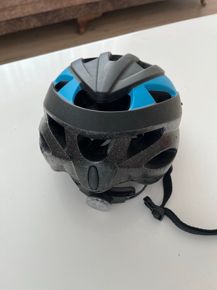 Mavi Siyah Biker Motosiklet Kaskı Velcro - Görsel 2