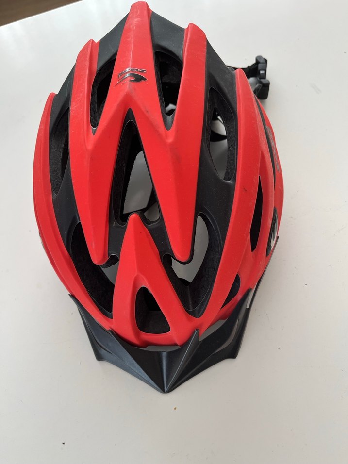 Kırmızı Biker Motosiklet Kaskı Velcro Bantlı - Görsel 2