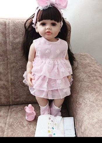 Beden Pembe Pastel Elbiseli Bebek Oyuncak