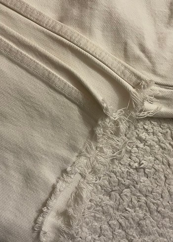 Düğmeli Beyaz Keten Midi Bol Kesim Kadın Jean - Görsel 2