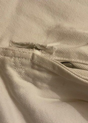 Düğmeli Beyaz Keten Midi Bol Kesim Kadın Jean - Görsel 3