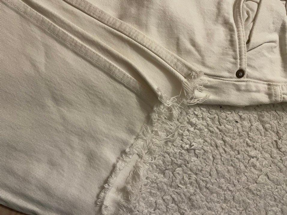 Düğmeli Beyaz Keten Midi Bol Kesim Kadın Jean - Görsel 2