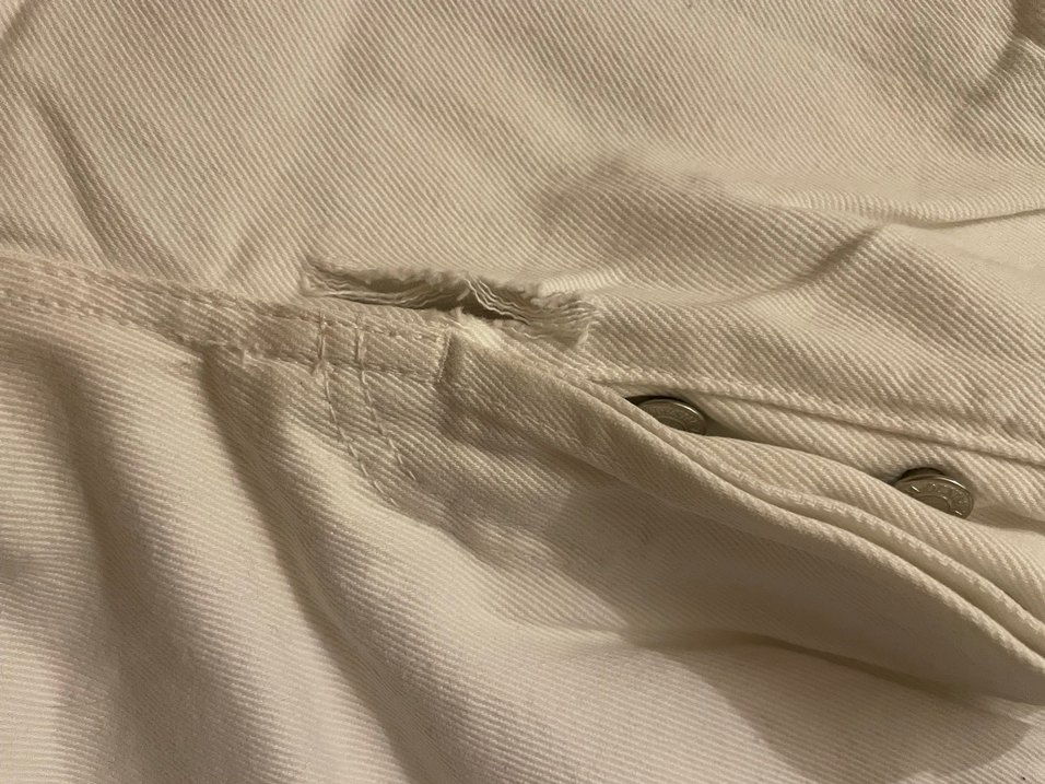 Düğmeli Beyaz Keten Midi Bol Kesim Kadın Jean - Görsel 3