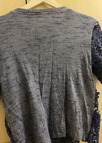 Dantel İşlemeli Mavi Bohem Kadın Bluz - Görsel 4