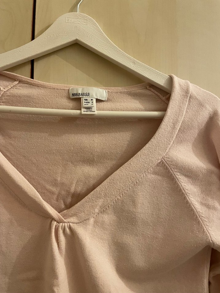 Bej V Yaka Kadın Pamuklu Kazak - Görsel 2