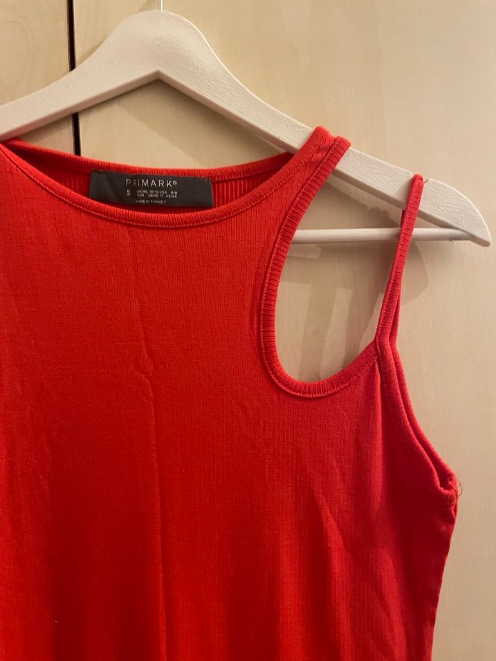 Kırmızı Askısız Midi Elbise - Görsel 2