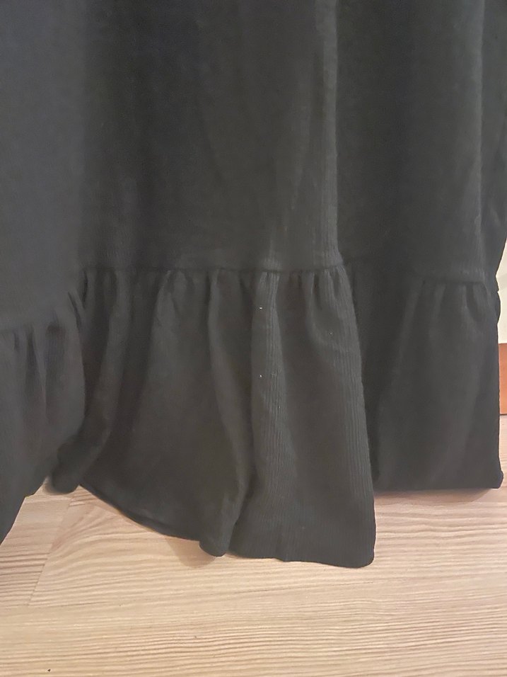 Siyah Fırfırlı Midi Kadın Elbise - Görsel 2