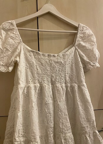 Dantel Detaylı Beyaz Bohem Midi Elbise - Görsel 4