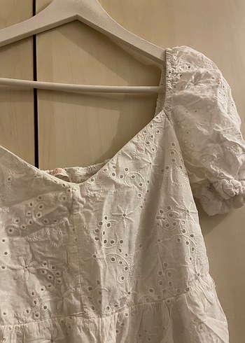 Dantel Detaylı Beyaz Bohem Midi Elbise - Görsel 2