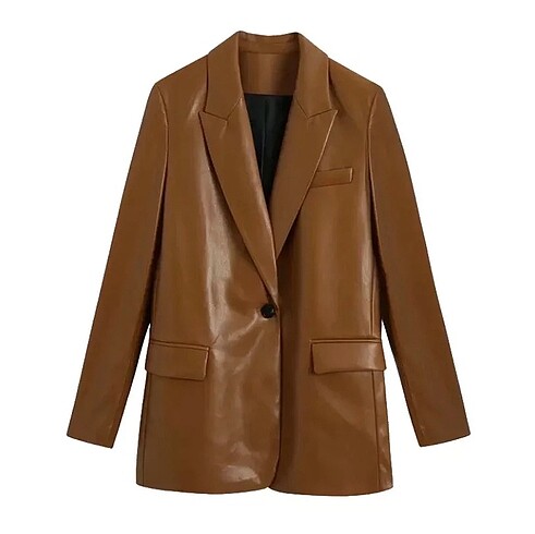 Camel deri blazer